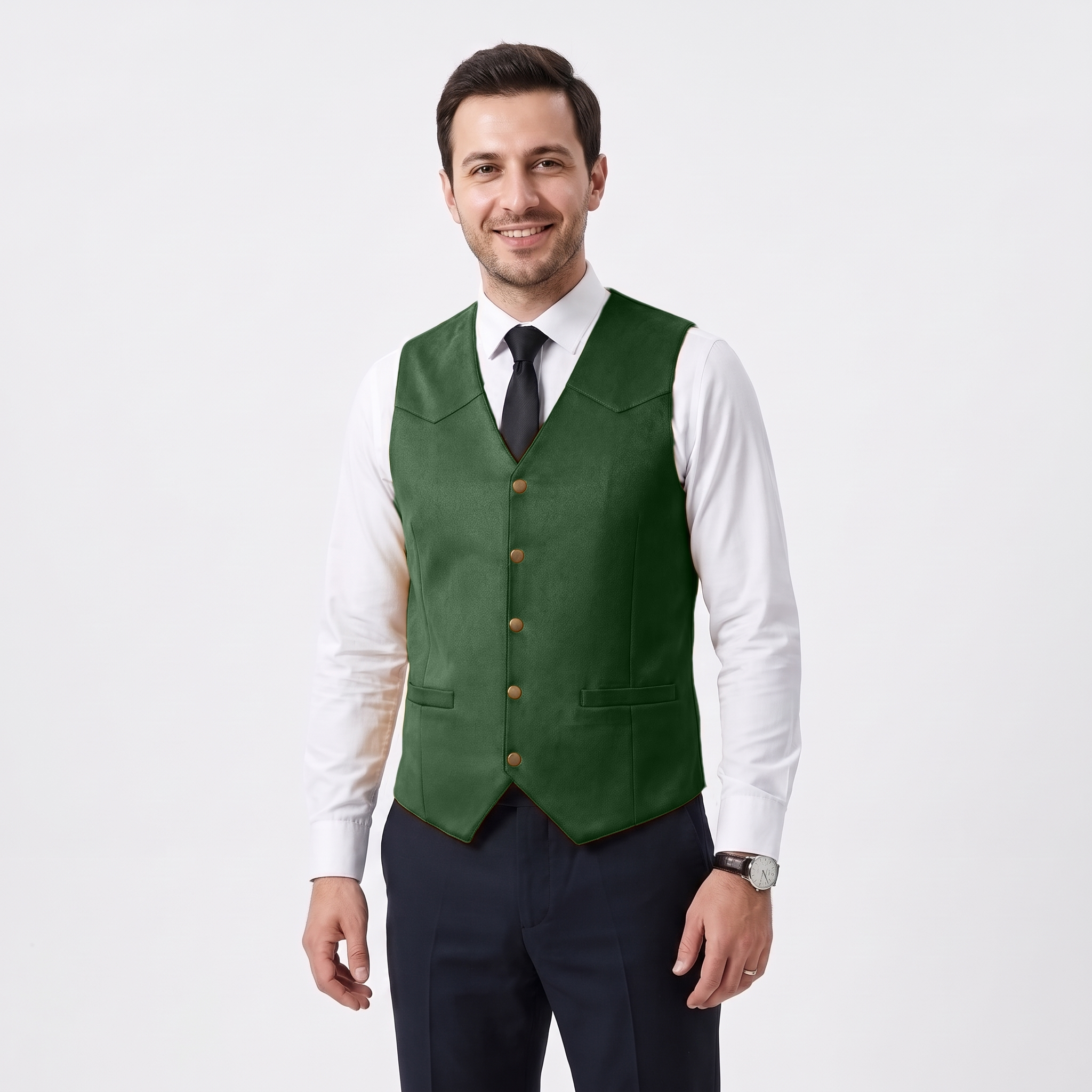 Ceehuteey Men's Suede Cowboy Suit Vest V Neck Waistcoat