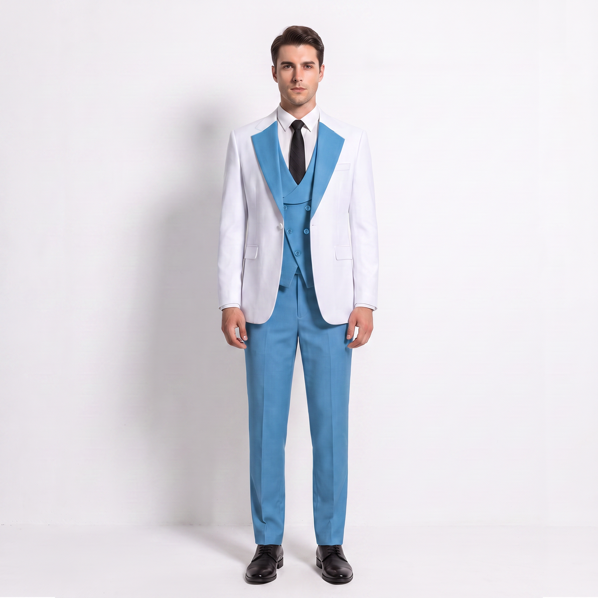 Ceehuteey Men's Suits Slim Fit 3 Pieces Notch Lapel Tuxedos (Blazer+Vest+ Pant)
