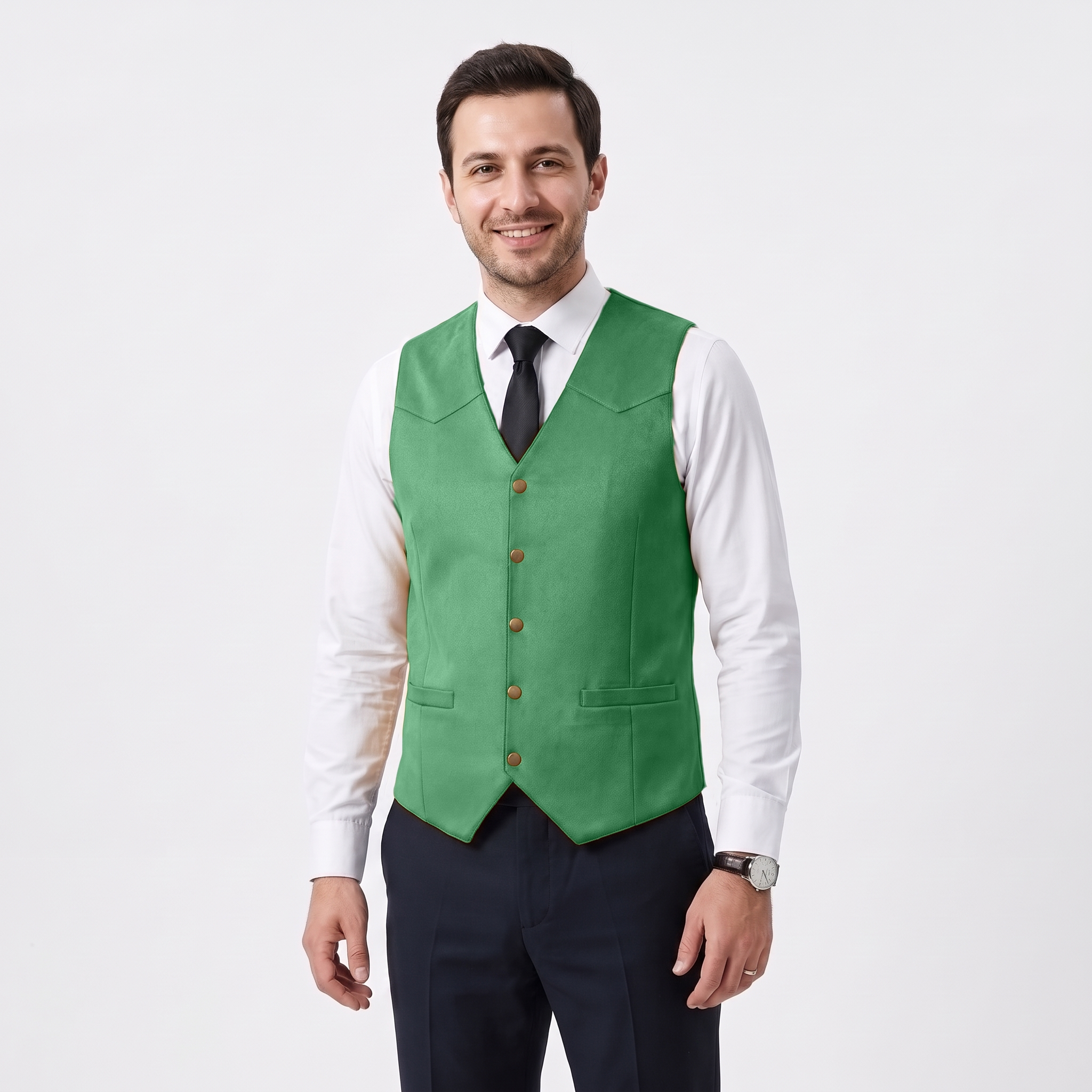 Ceehuteey Men's Suede Cowboy Suit Vest V Neck Waistcoat