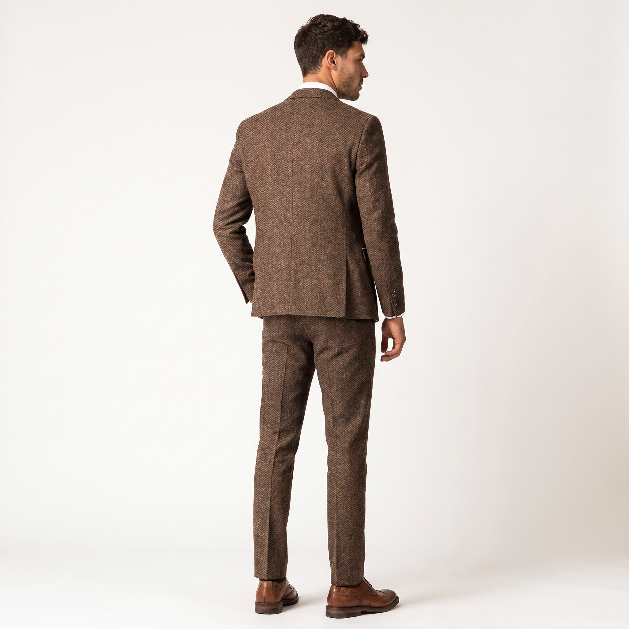 Ceehuteey Herringbone 3 Piece Men's Suit for Graduation(Blazer + Vest + Pants)