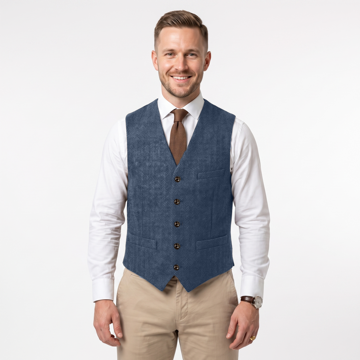 Ceehuteey Men's Suit Vest Herringbone V Neck Waistcoat