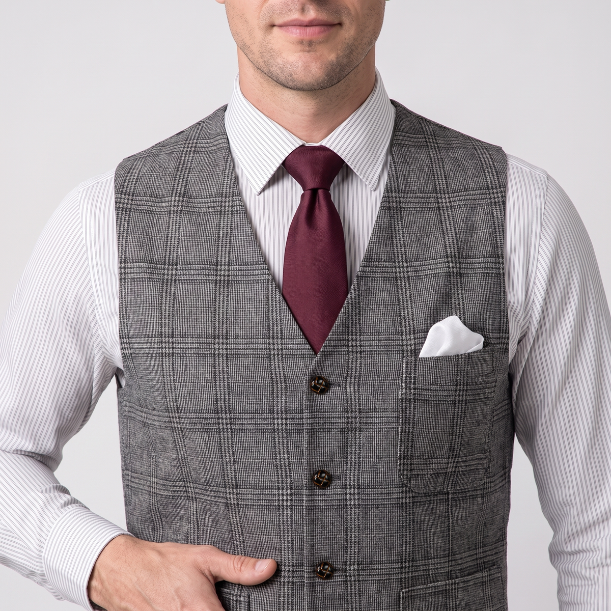 Ceehuteey Men's Causual Plaid Tweed V Neck Waistcoat