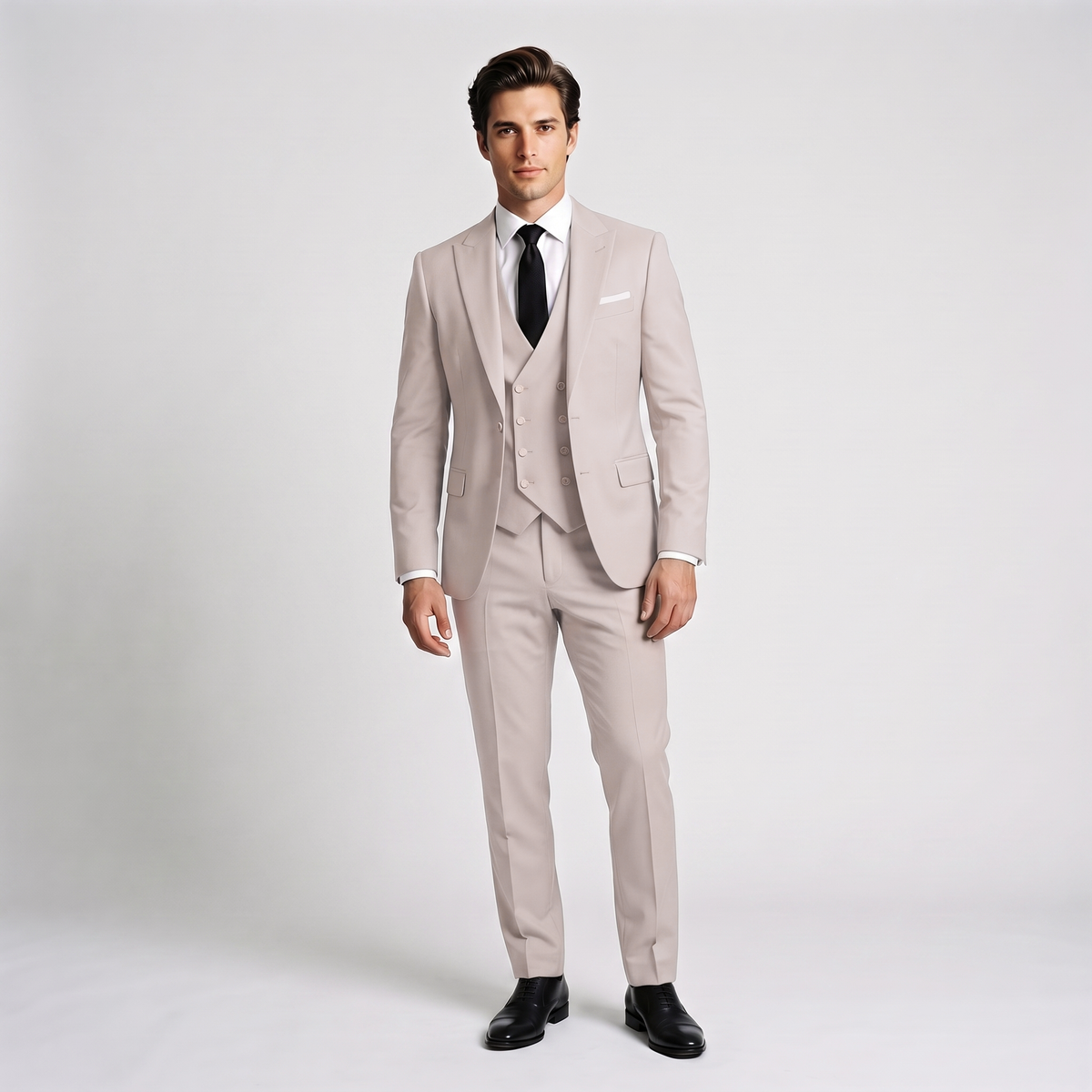 Ceehuteey 3 Pieces Men's Suit Flat Peak Lapel Suits (Blazer+Vest+Pants)