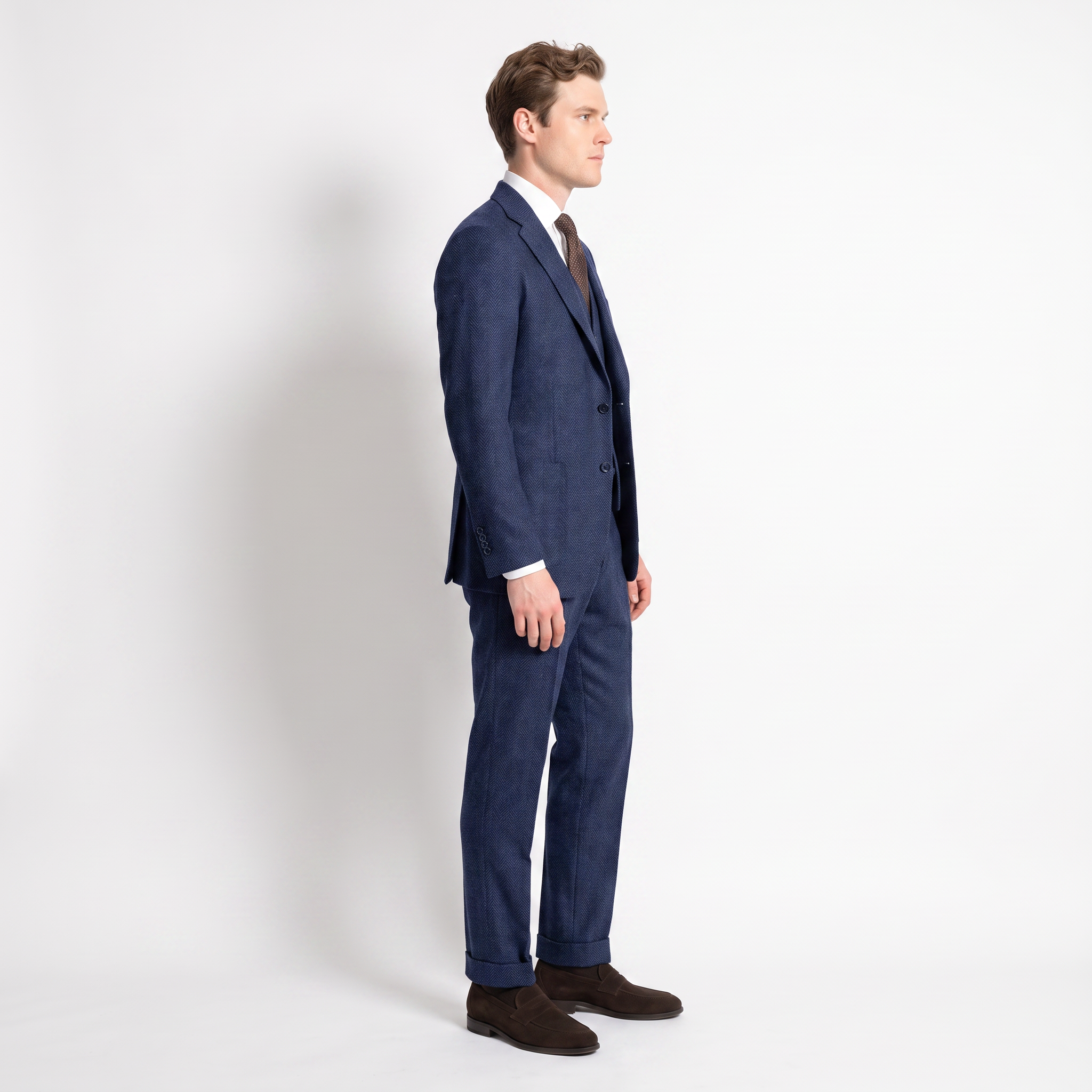 Ceehuteey 3 Pieces Mens Suit Herringbone Notch Lapel Suits (Blazer+Vest+Pants)