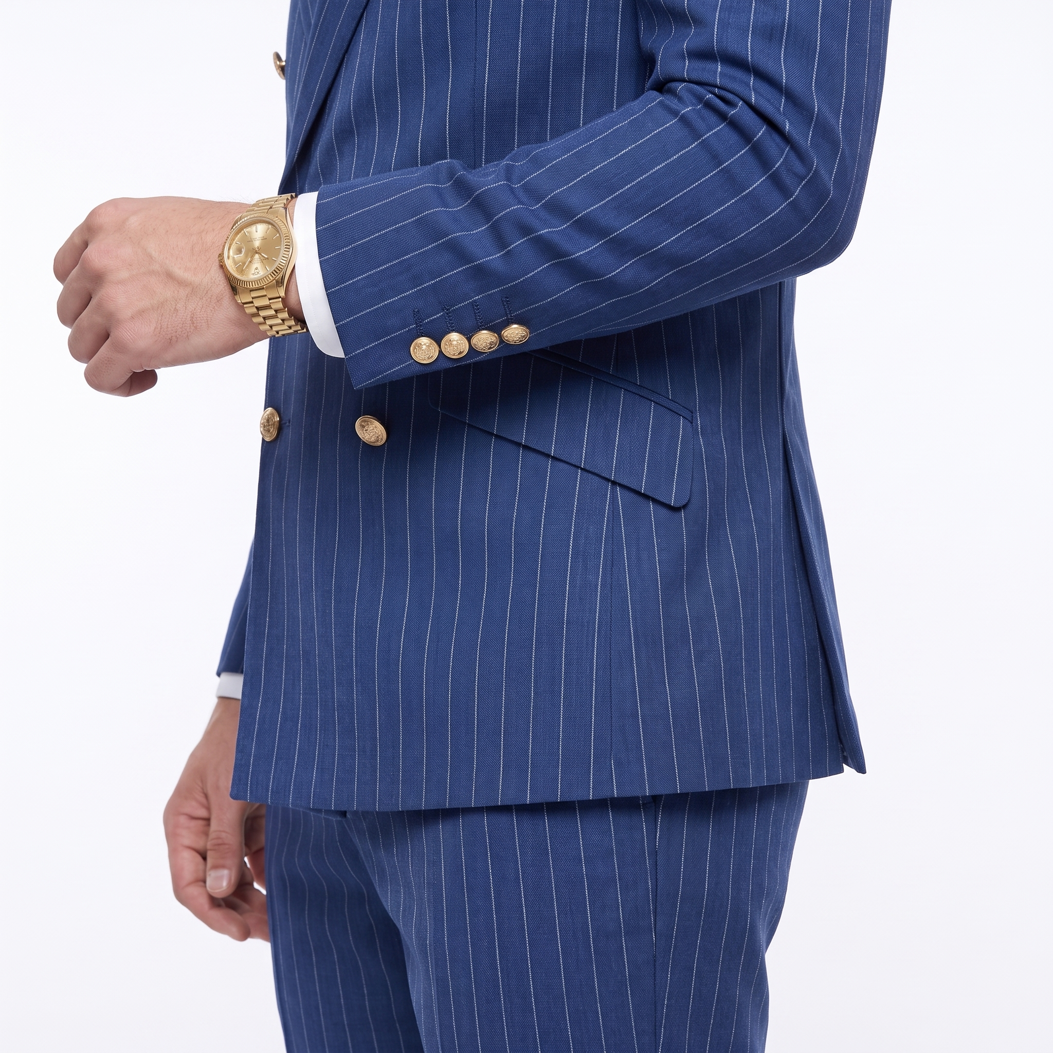 Ceehuteey Striped Formal Men's 2 Pieces Peak Lapel Men's Suits (Blazer+Pants)