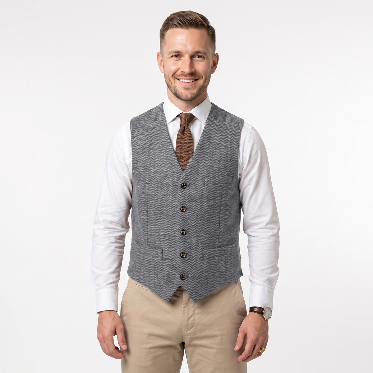 Ceehuteey Men's Suit Vest Herringbone V Neck Waistcoat