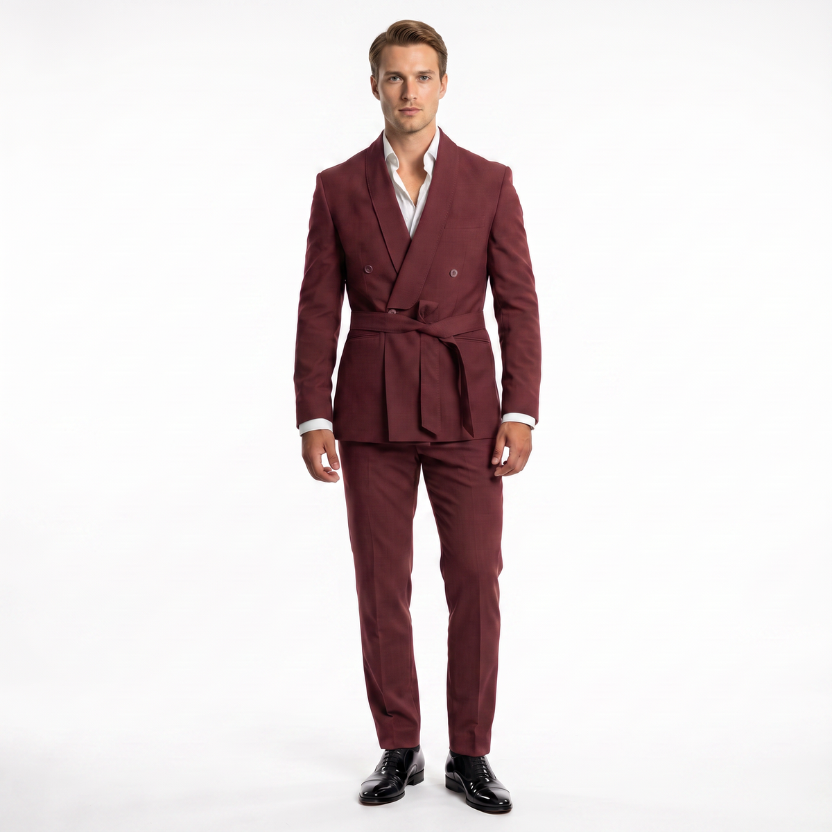 Ceehuteey 2 Pieces Men's Double Breasts Shawl Lapel Men's Suit (Blazer+Pants)