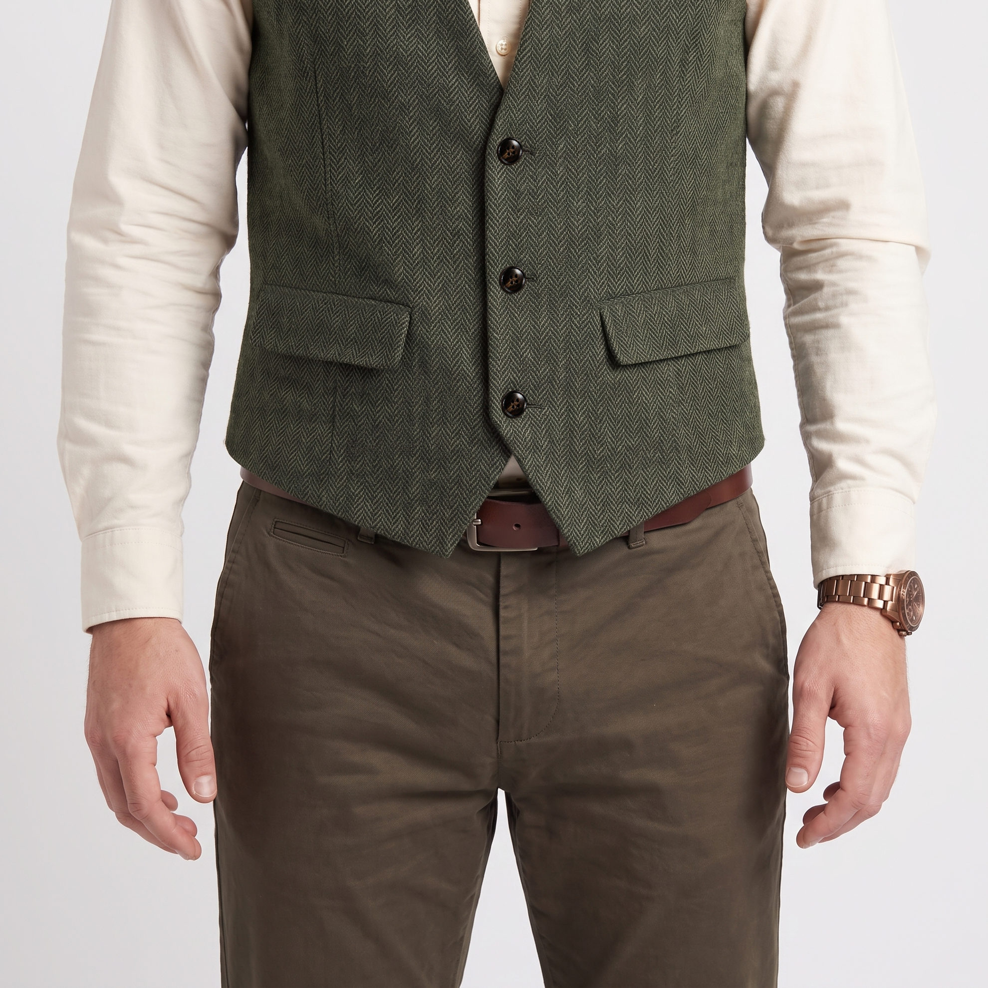 Ceehuteey Classic Men's V Neck Herringbone Waistcoat