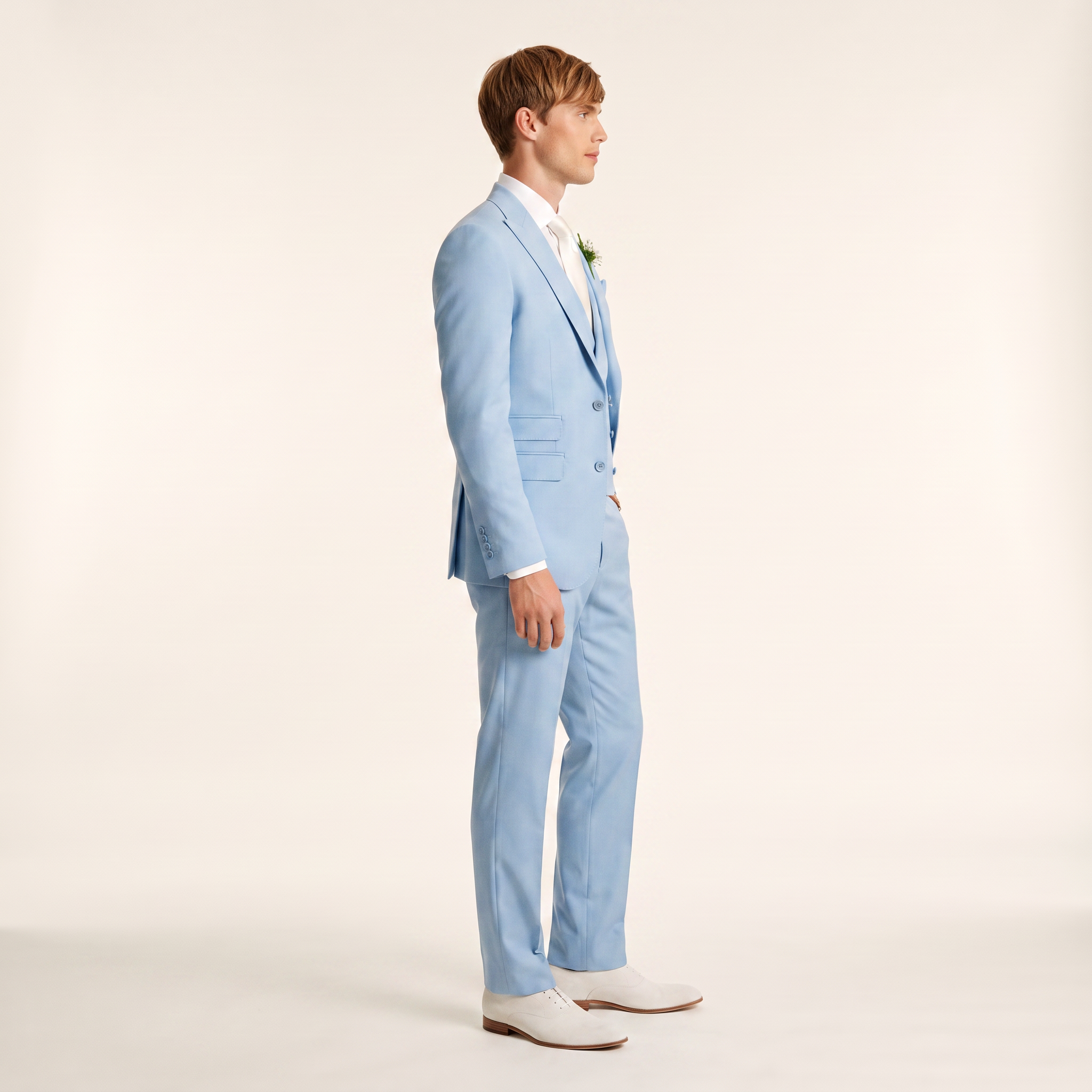 Ceehuteey 3 Pieces Men's Suits Double-Breasted Peak Lapel Suits (Blazer+Vest+Pants)