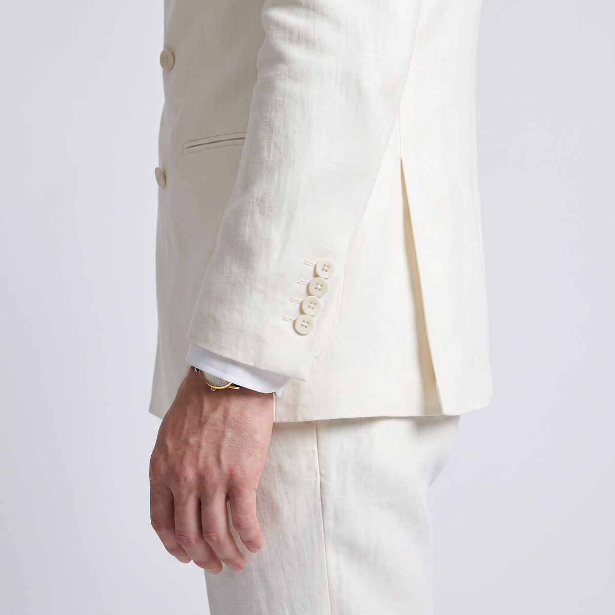 Ceehuteey Men's 2 Pieces Solid Linen Double Breasted Peak Lapel Suit (Blazer+Pants)