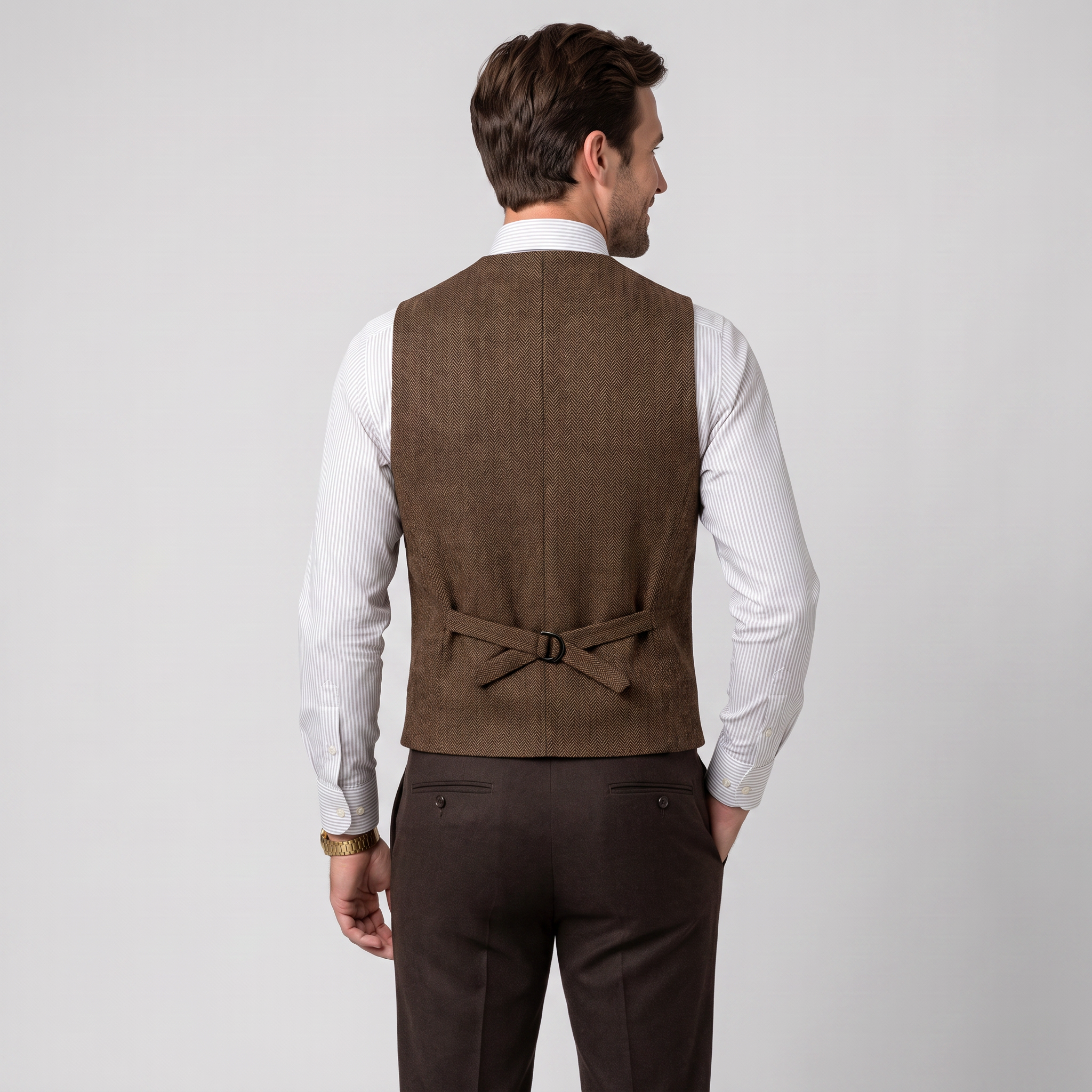 Ceehuteey Men's Suit Vest Herringbone Notch Lapel Waistcoat