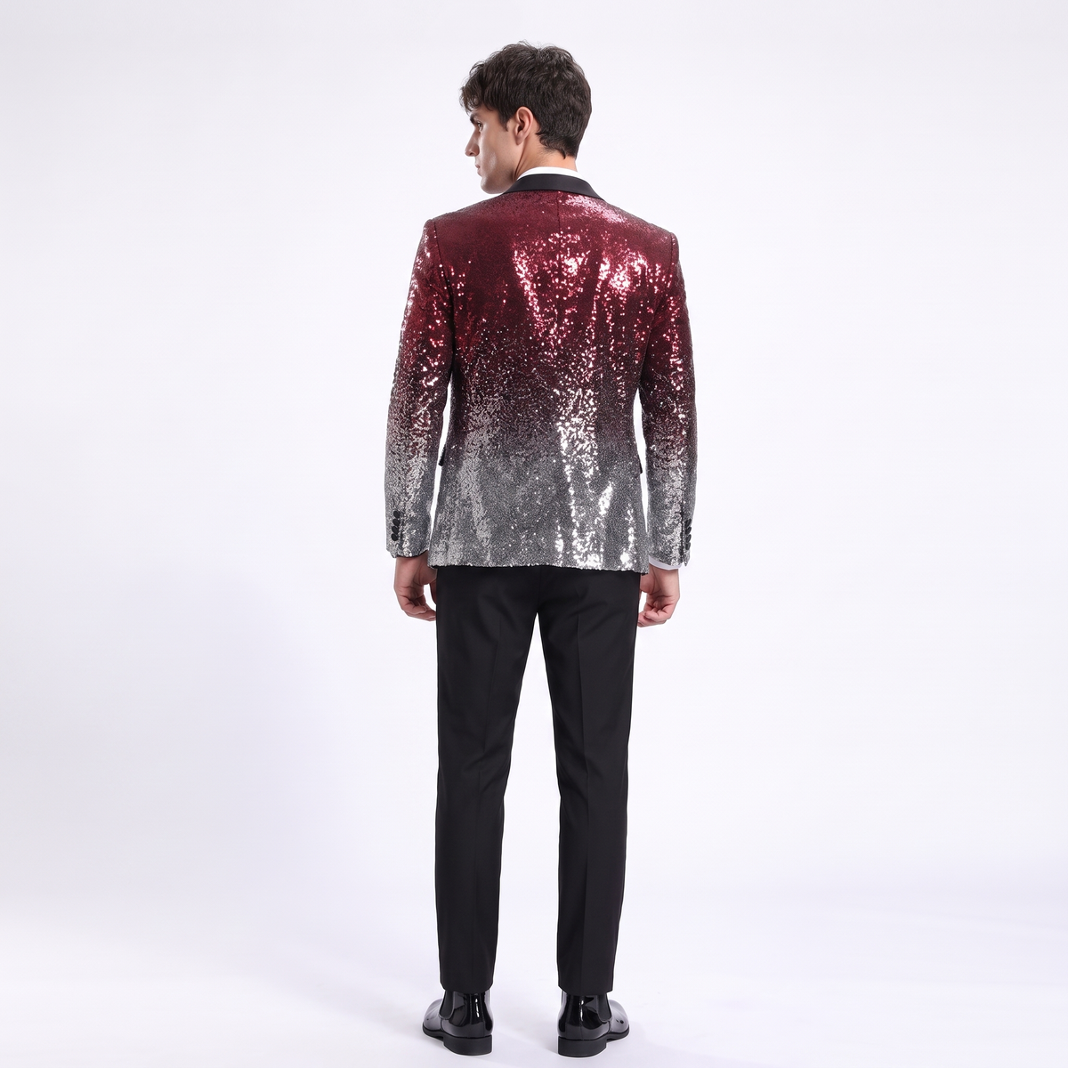 Ceehuteey Men's Shiny Sequins 3 Piece Suit Blazer One Button Prom (Blazer + Vest + Pants)