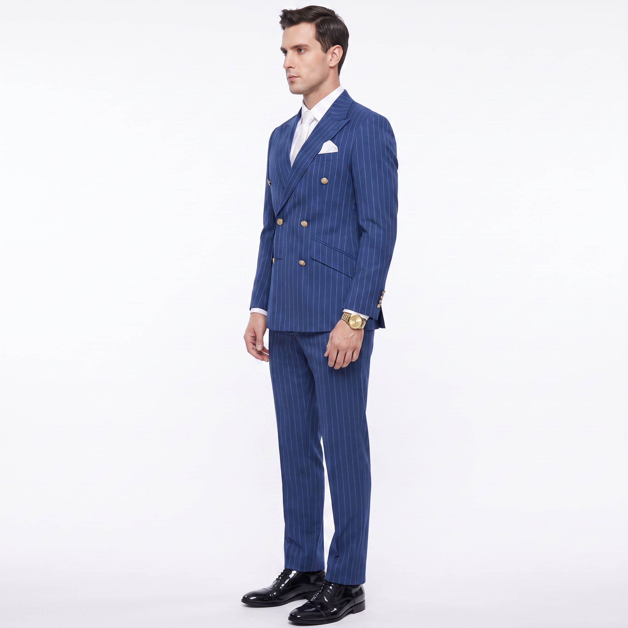 Ceehuteey Striped Formal Men's 2 Pieces Peak Lapel Men's Suits (Blazer+Pants)