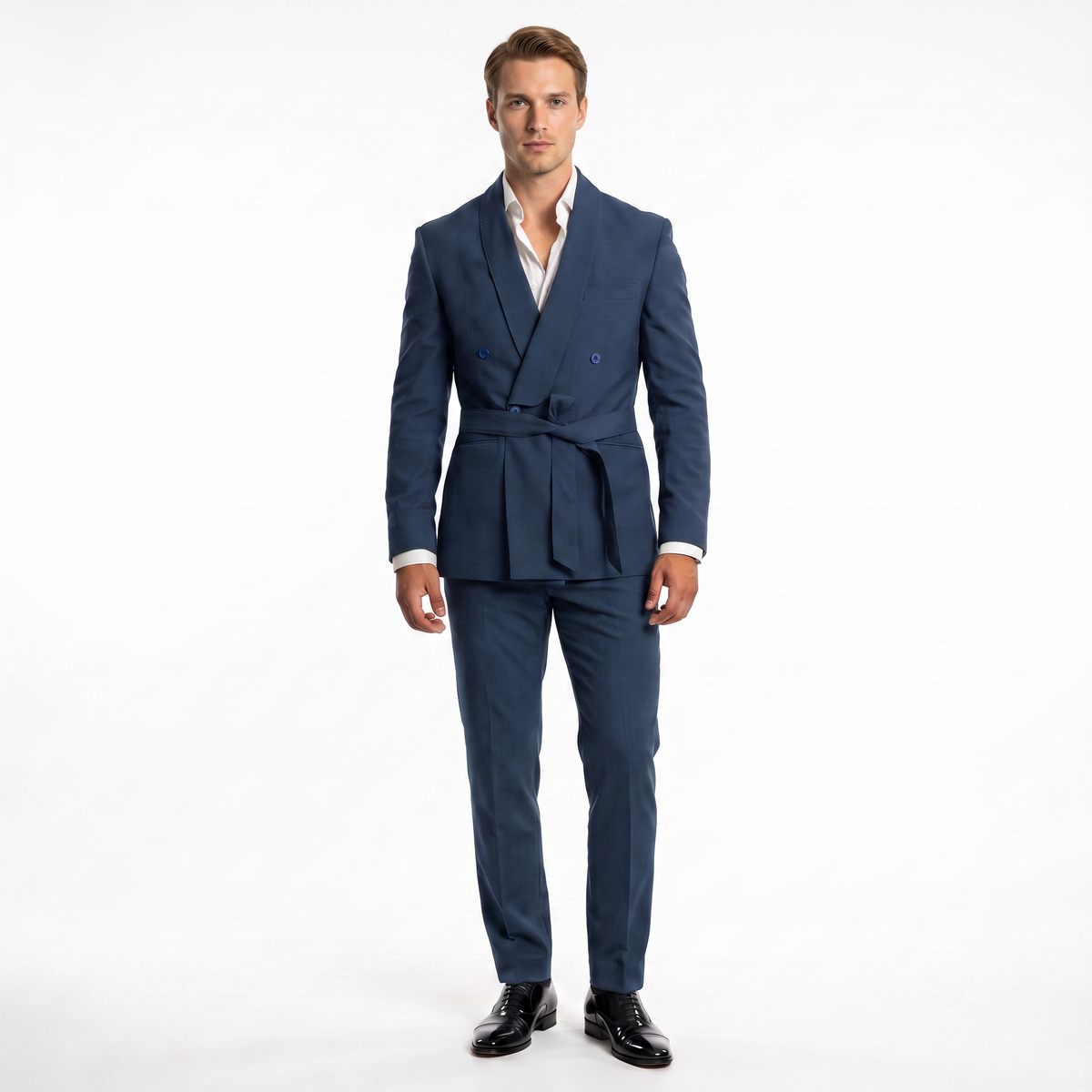 Ceehuteey 2 Pieces Men's Double Breasts Shawl Lapel Men's Suit (Blazer+Pants)