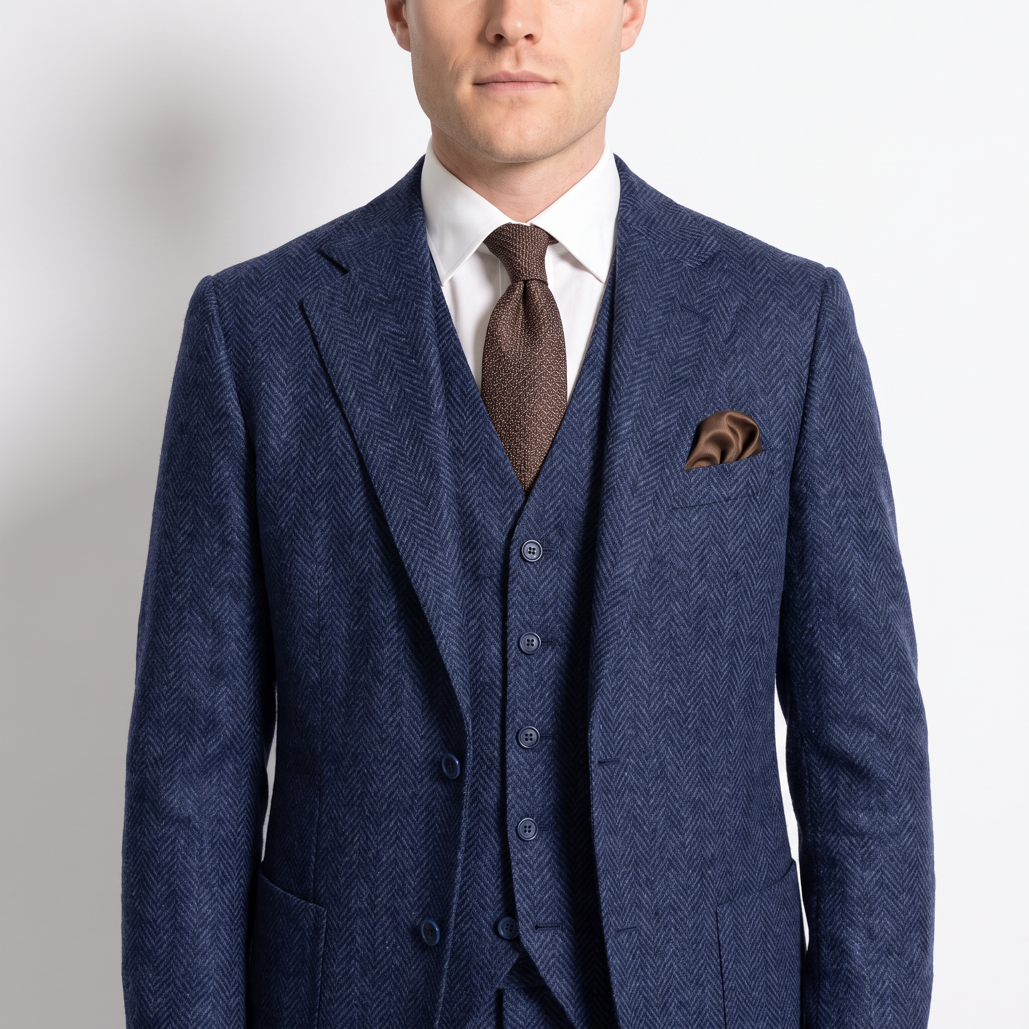 Ceehuteey 3 Pieces Mens Suit Herringbone Notch Lapel Suits (Blazer+Vest+Pants)