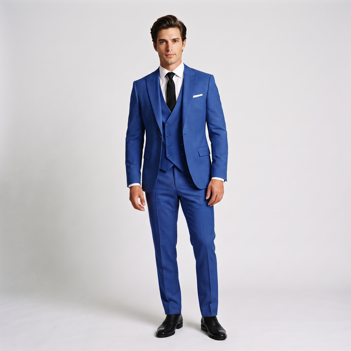 Ceehuteey 3 Pieces Men's Suit Flat Peak Lapel Suits (Blazer+Vest+Pants)