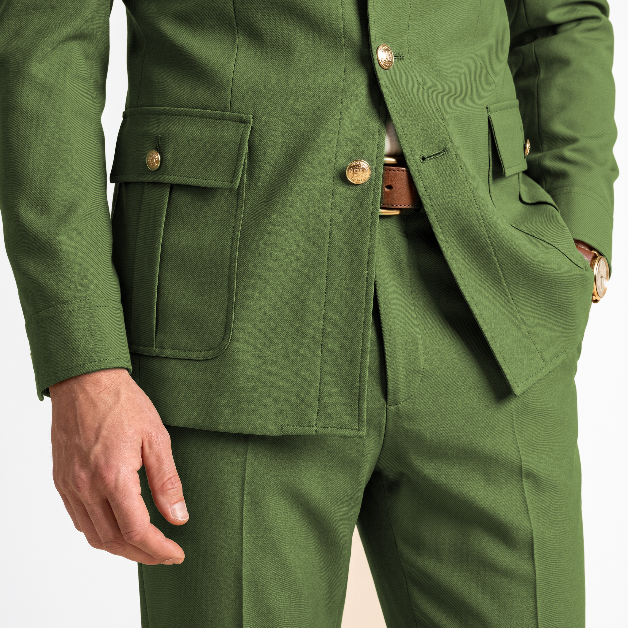 Ceehuteey Stylish Men's 2 Pieces Stand Collar Flat Men's Suits (Blazer+Pants)