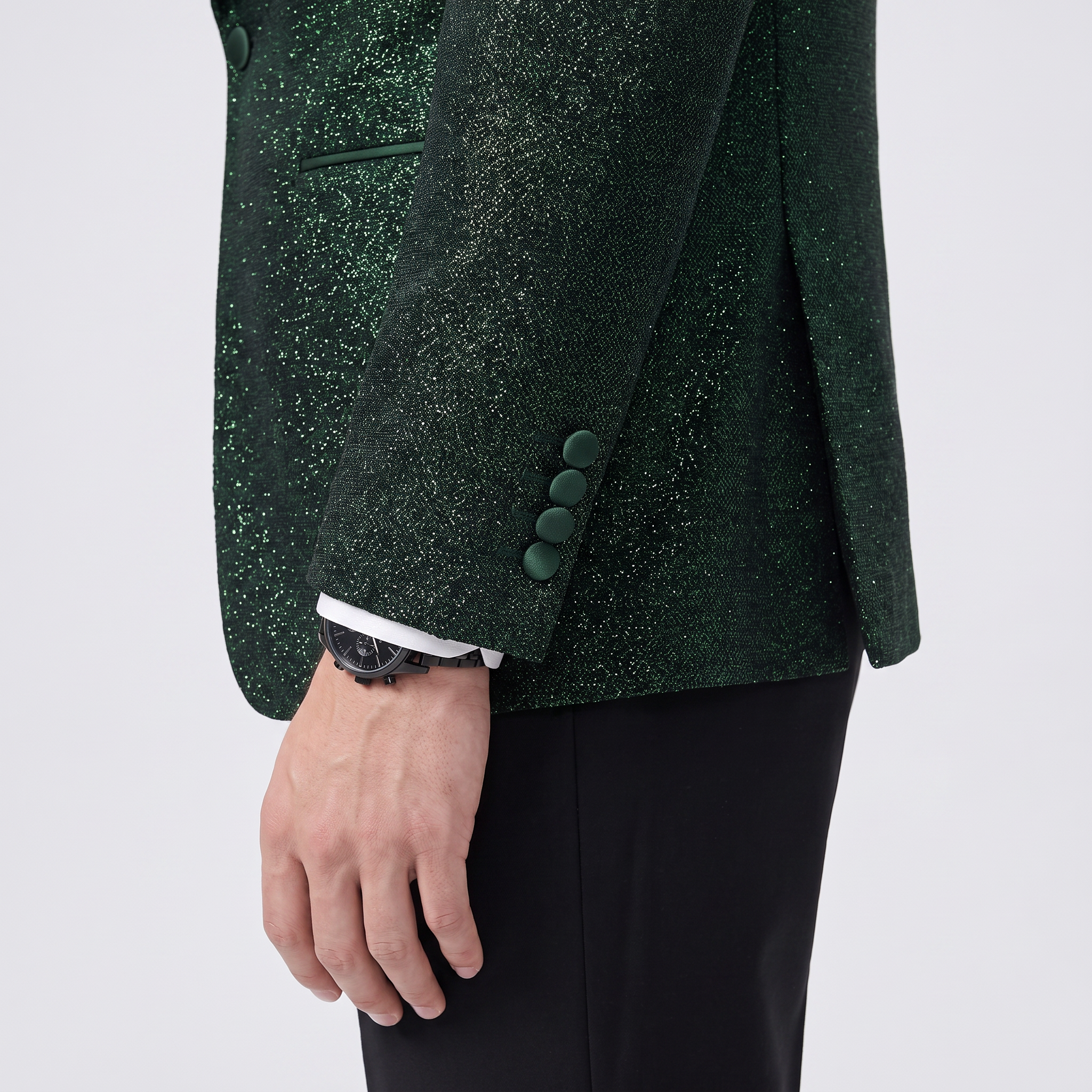 Ceehuteey Men's Shiny Sequins 3 Pieces Shawl Lapel Men's Suit (Blazer + Vest + Pants)
