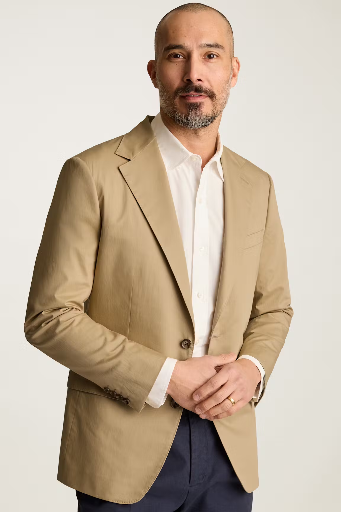 Men's 2 Pieces Khaki Casual Fashion Notch Lapel Suit (Blazer+Pants)