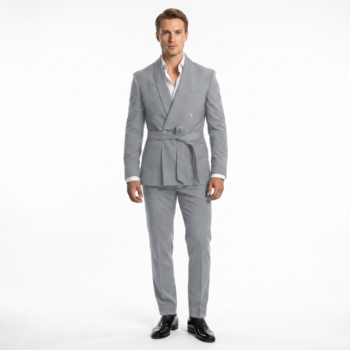 Ceehuteey 2 Pieces Men's Double Breasts Shawl Lapel Men's Suit (Blazer+Pants)