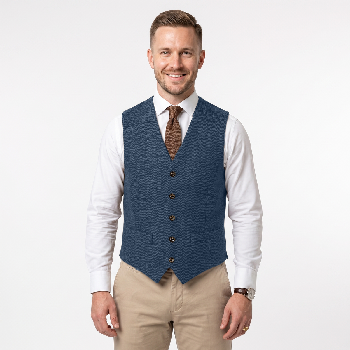 Ceehuteey Men's Suit Vest Herringbone V Neck Waistcoat