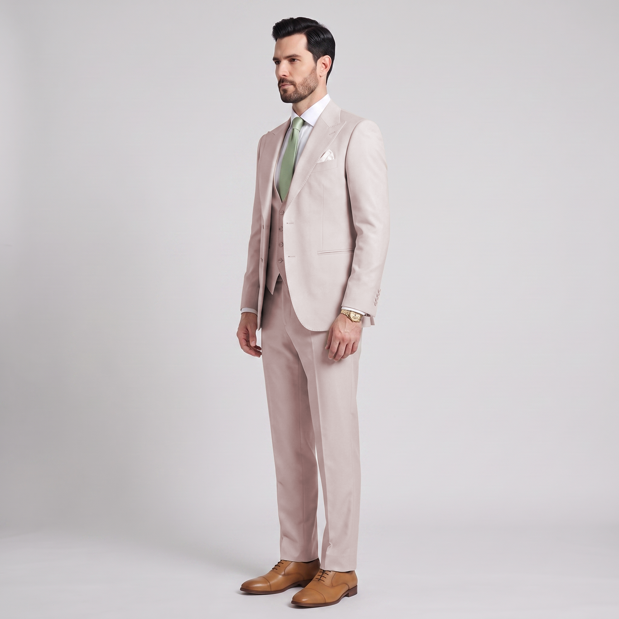 Ceehuteey Men's 3 Pieces Solid Peak Lapel Suits For Wedding (Blazer+Vest+Pants)