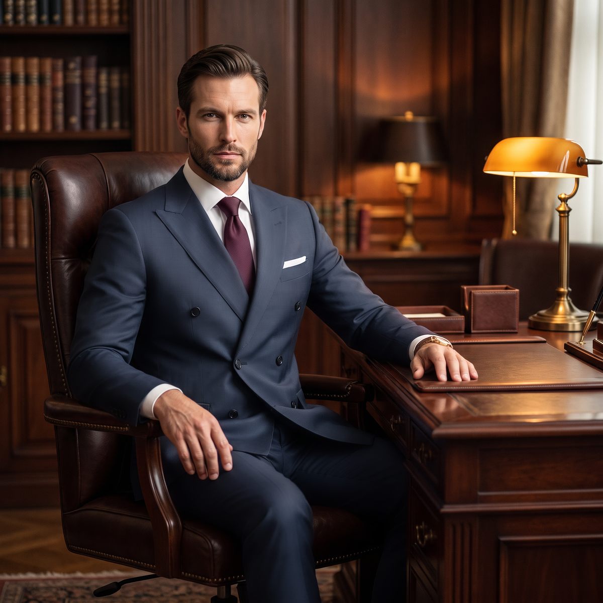 Ceehuteey Men's high-end business double breasted 2 Pieces Peak lapel Suits suit (Blazer+Pants)