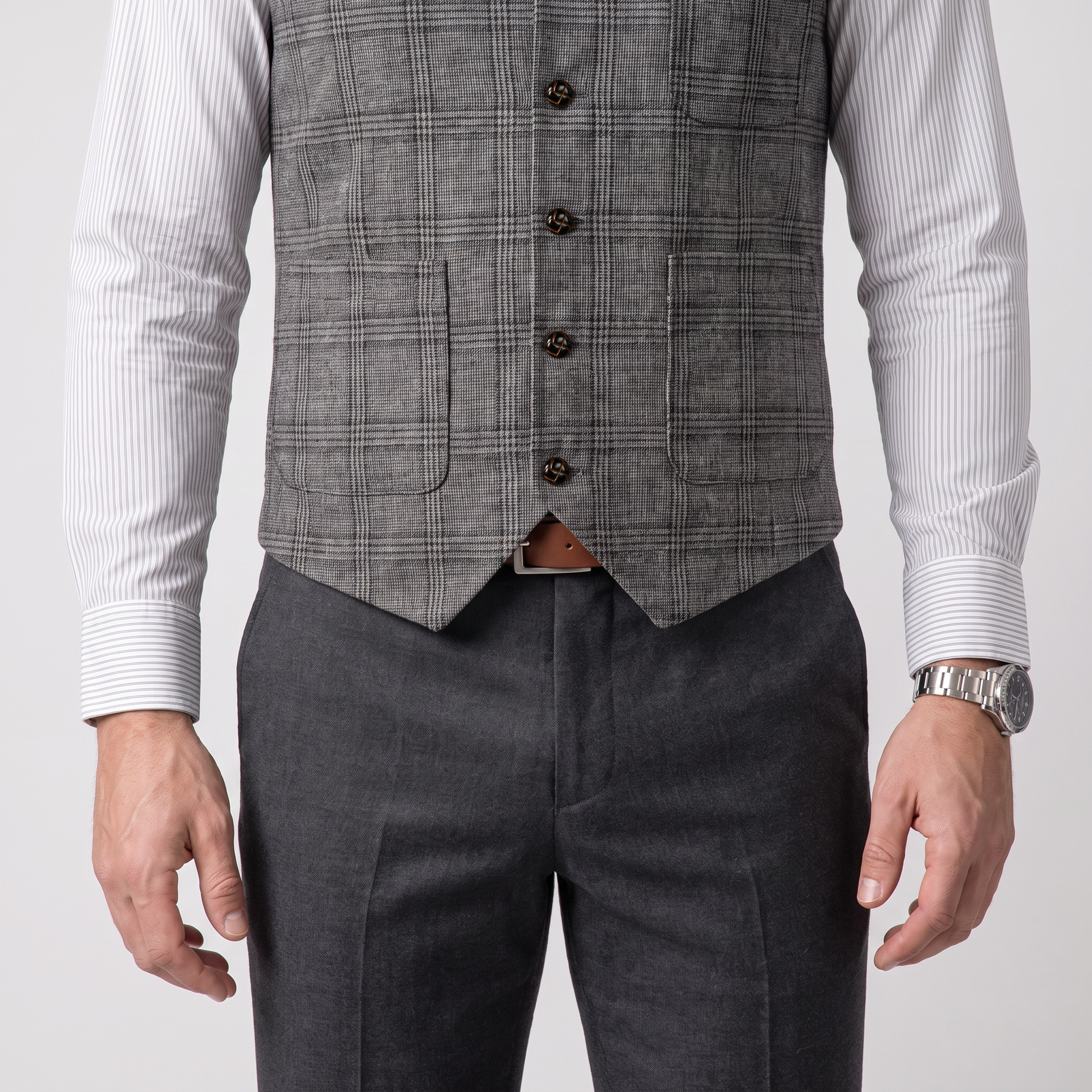 Ceehuteey Men's Causual Plaid Tweed V Neck Waistcoat