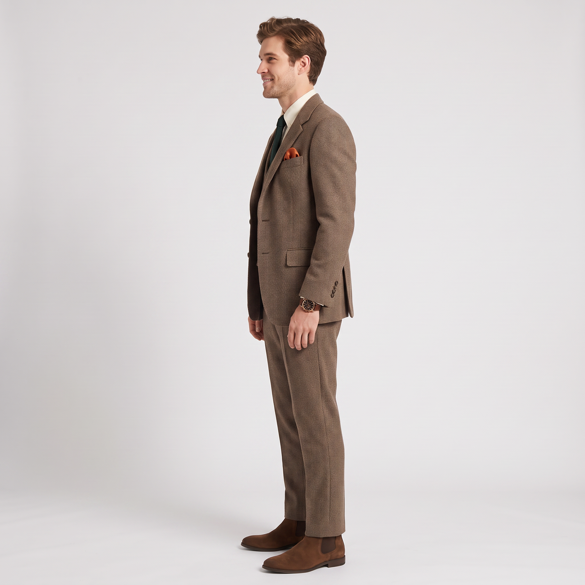 Ceehuteey 3 Pieces Men's Herringbone Notch Lapel Suit for Men (Blazer+Vest+Pants)