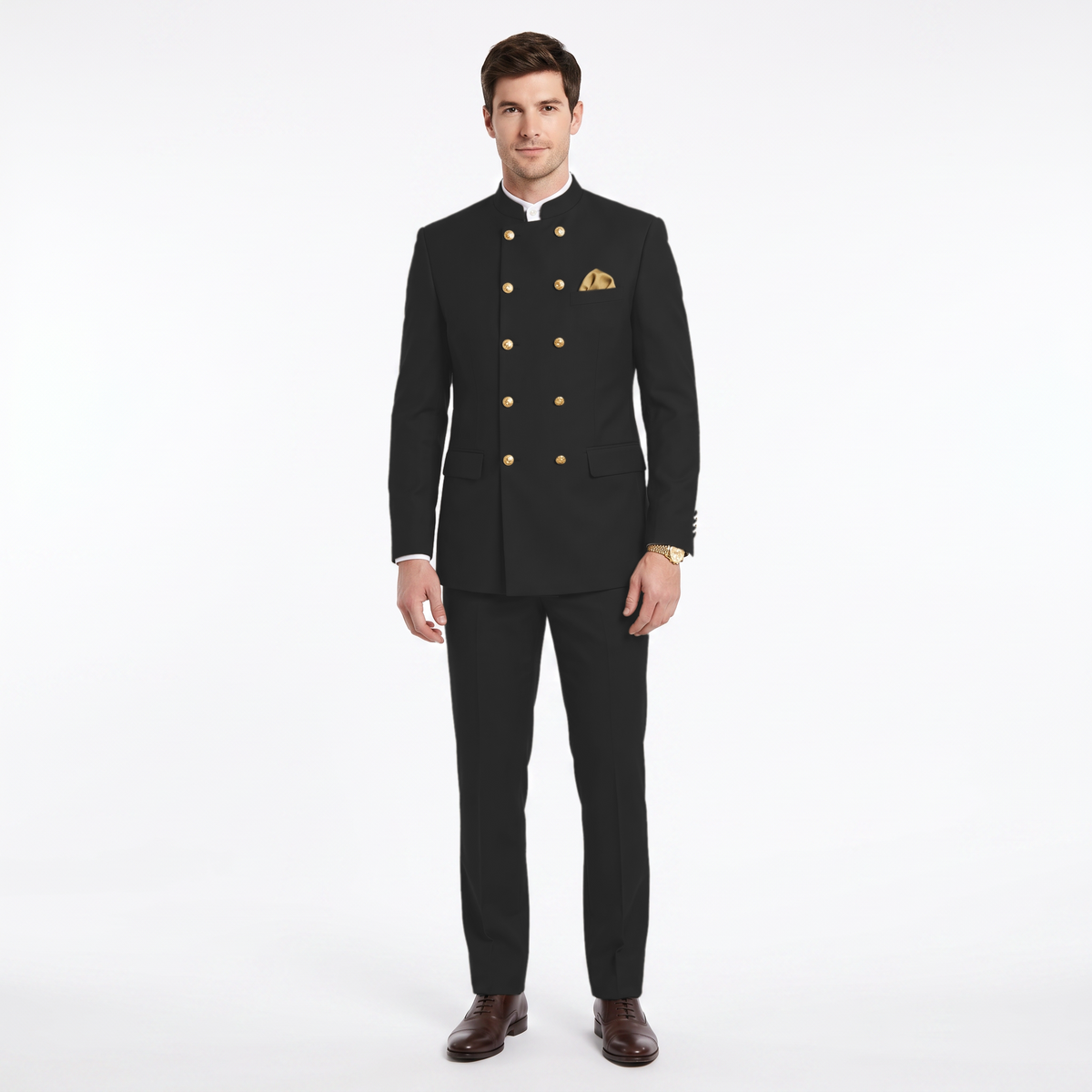 Ceehuteey Men's 2 Pieces With Metal Clasp Classic Vintage Double Breasted Suits (Blazer+Pants)