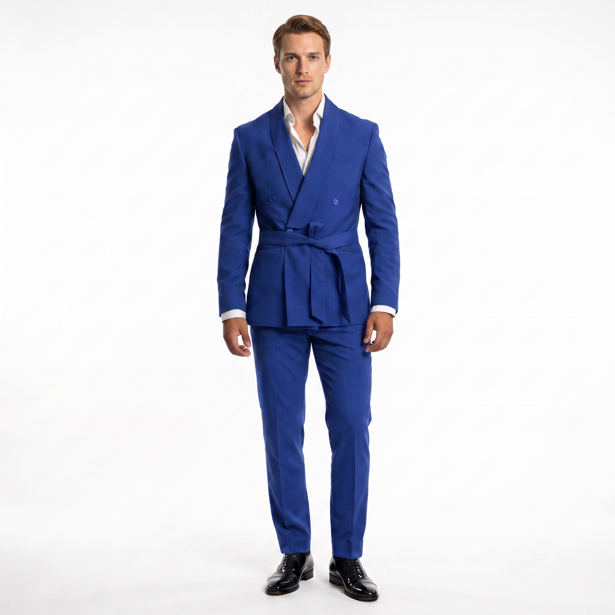 Ceehuteey 2 Pieces Men's Double Breasts Shawl Lapel Men's Suit (Blazer+Pants)