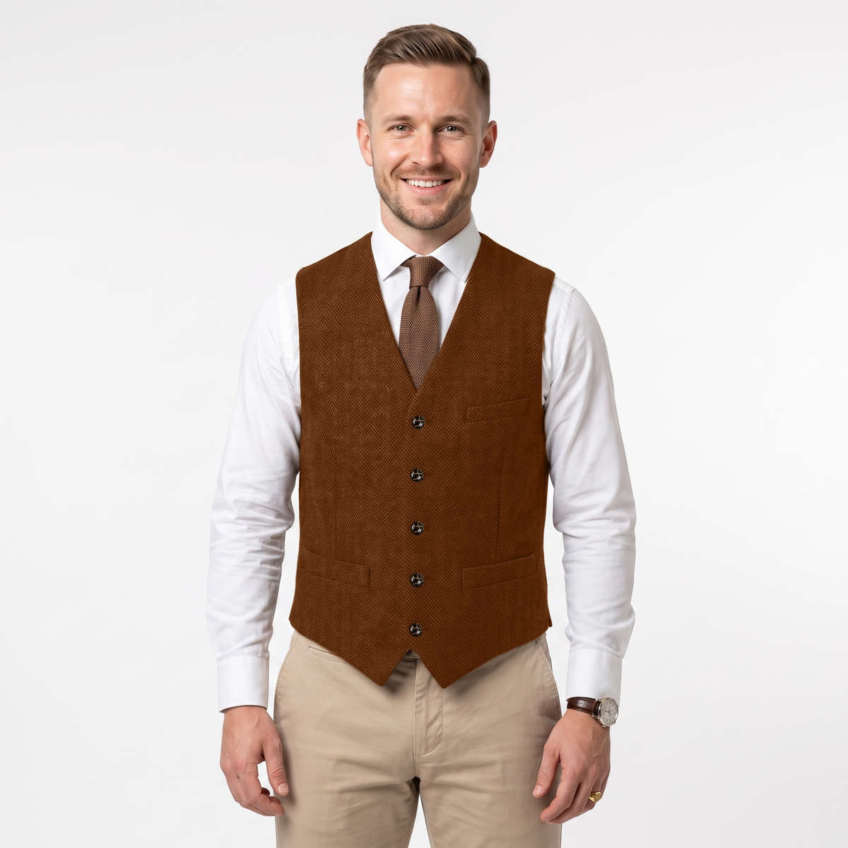 Ceehuteey Men's Suit Vest Herringbone V Neck Waistcoat