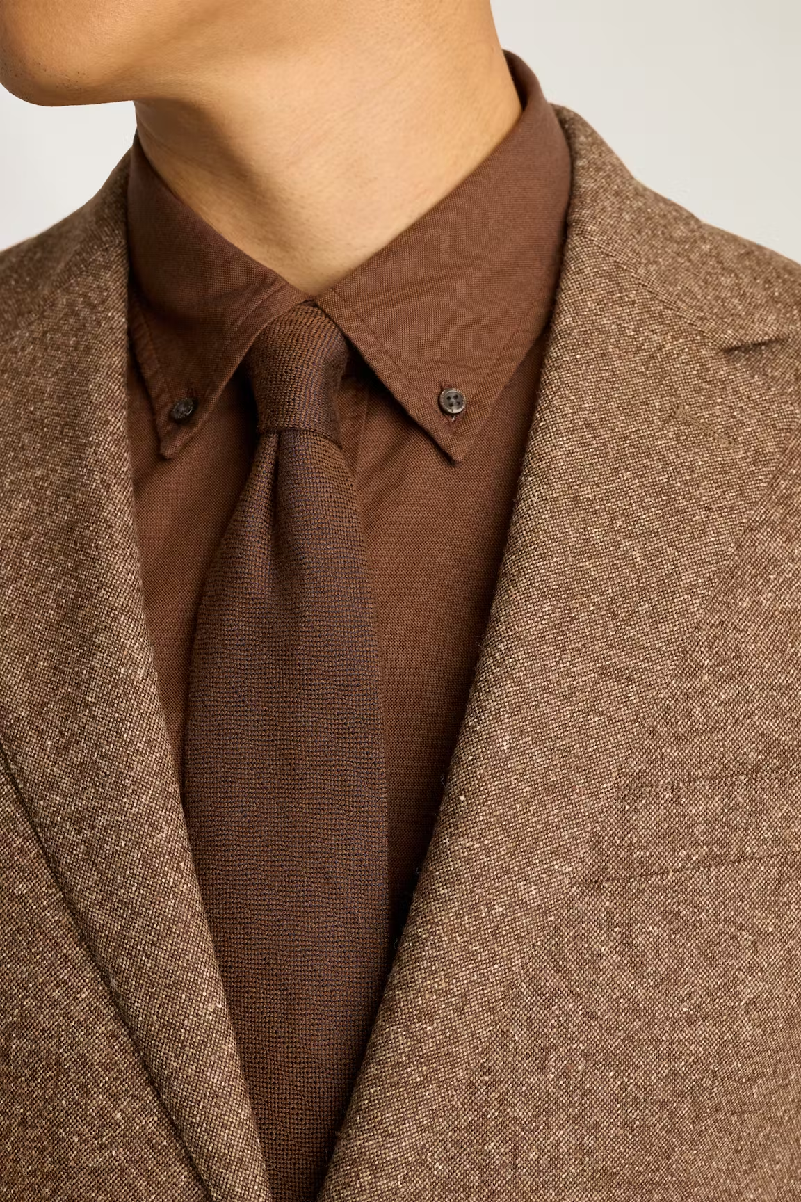 Men's 2 Pieces Brown Tweed Herringbone Fashion Notch Lapel Suit (Blazer+Pants)
