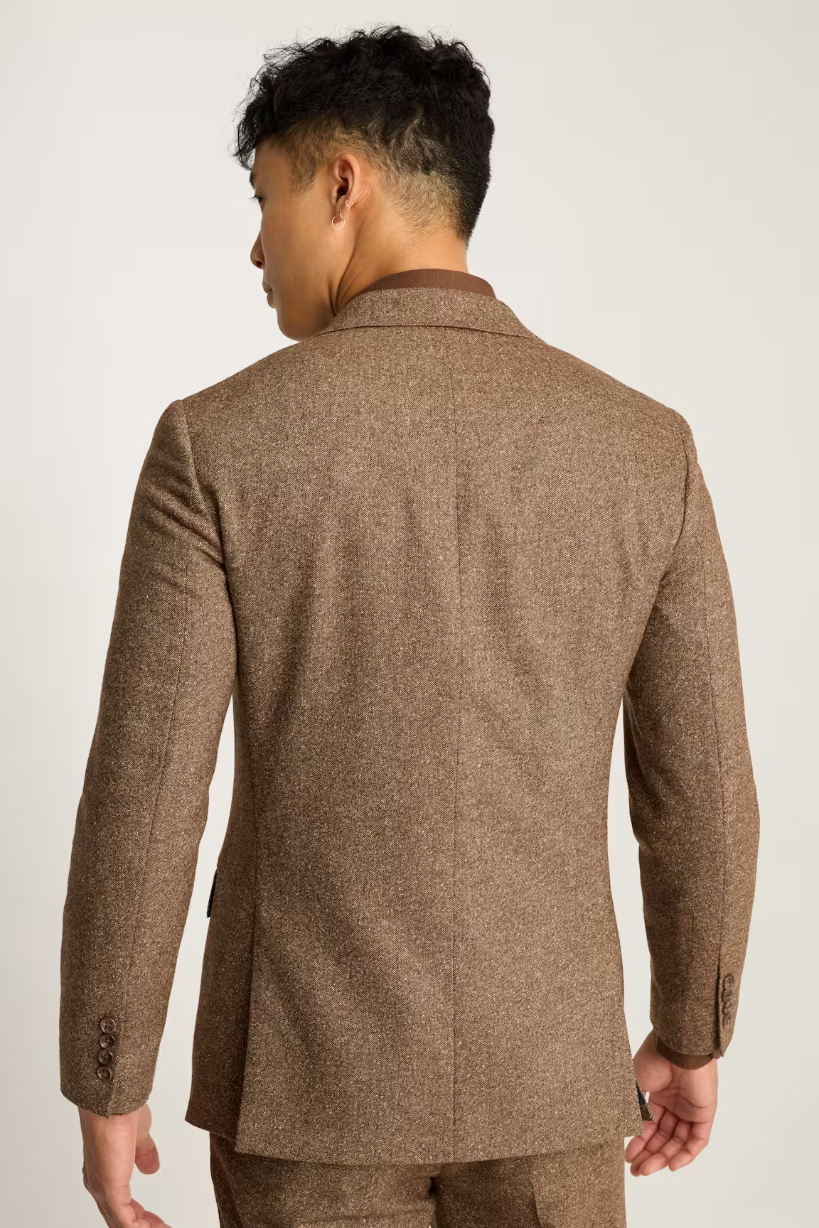Men's 2 Pieces Brown Tweed Herringbone Fashion Notch Lapel Suit (Blazer+Pants)