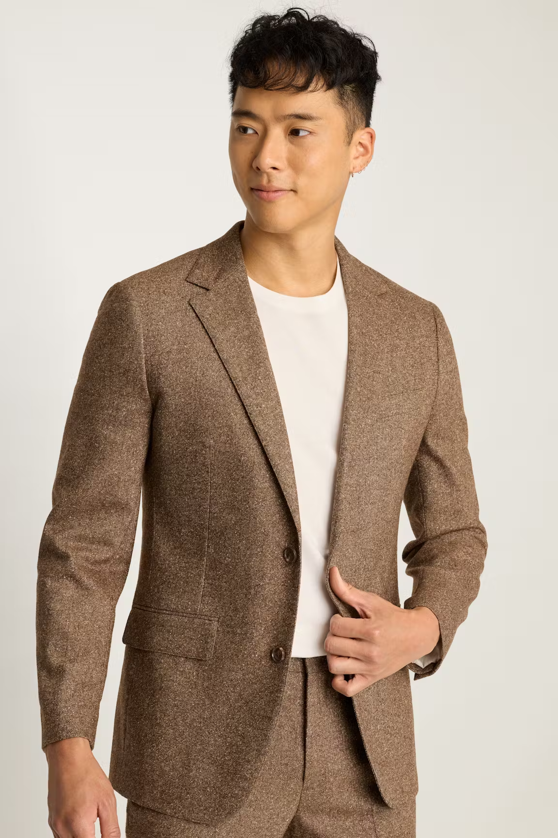 Men's 2 Pieces Brown Tweed Herringbone Fashion Notch Lapel Suit (Blazer+Pants)