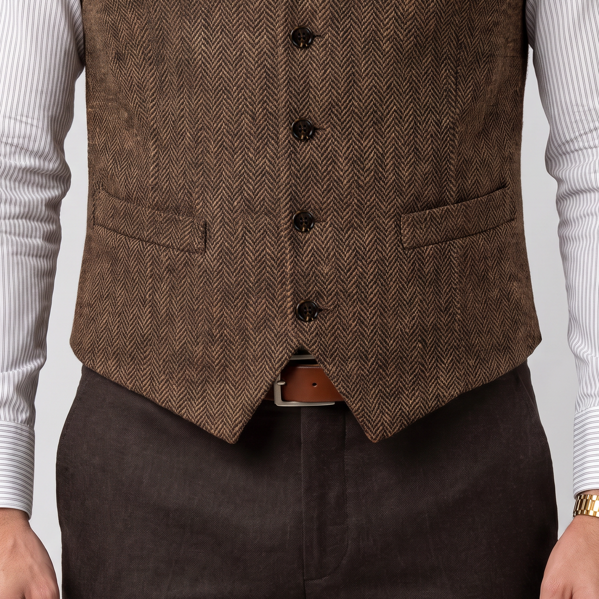 Ceehuteey Men's Suit Vest Herringbone Notch Lapel Waistcoat