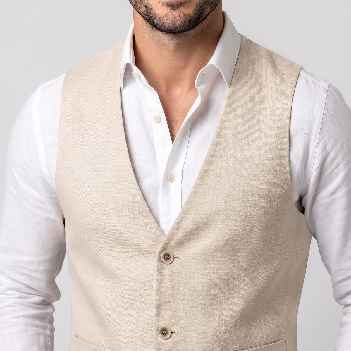 Ceehuteey Men's Linen V Neck Summer Waistcoat