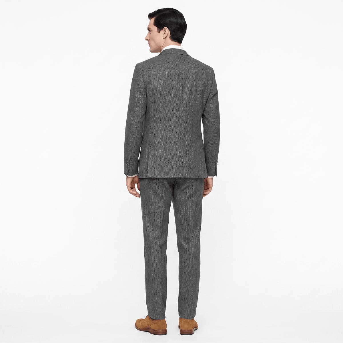 3 Pieces Double Breasted Herringbone Slim Fit Notch Lapel Men's Suit(Blazer+Vest+Pants)