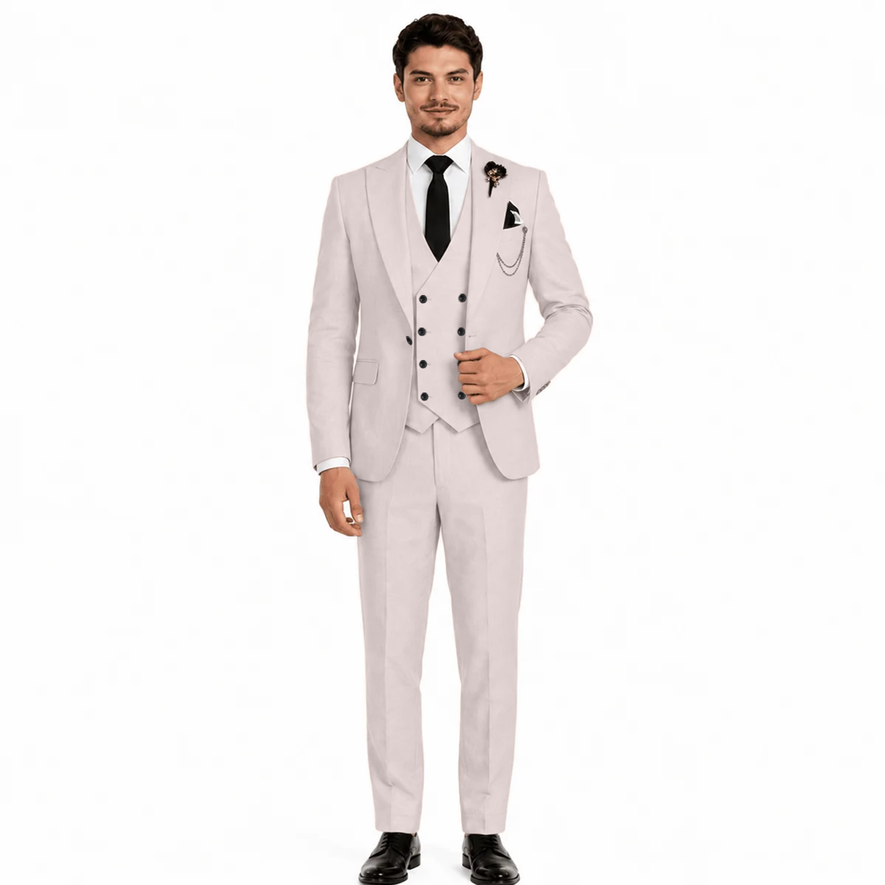 Ceehuteey 3 Piece Mens Suit Prom Peak Lapel Suit (Blazer + Vest + Pants)