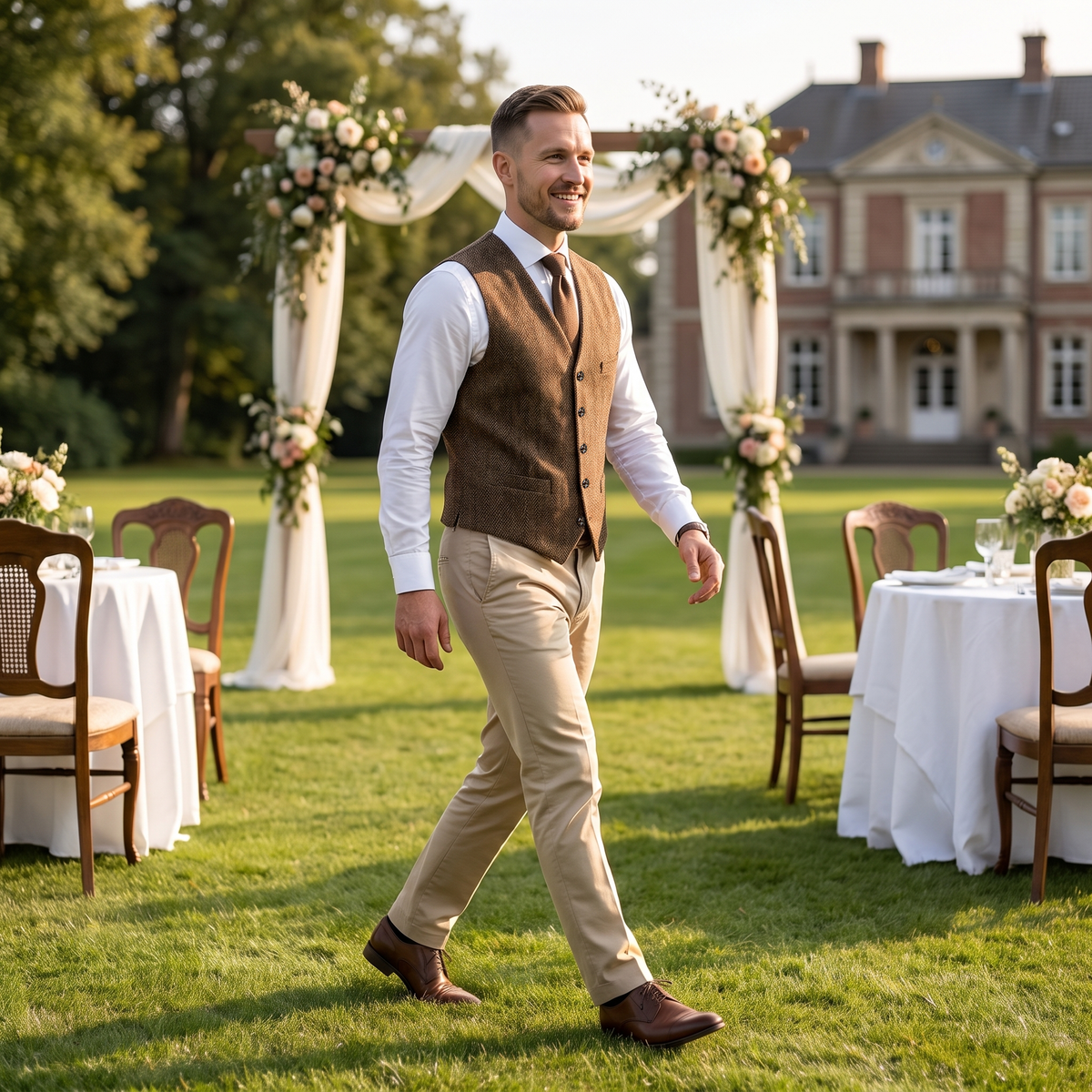 Ceehuteey Men's Suit Vest Herringbone V Neck Waistcoat