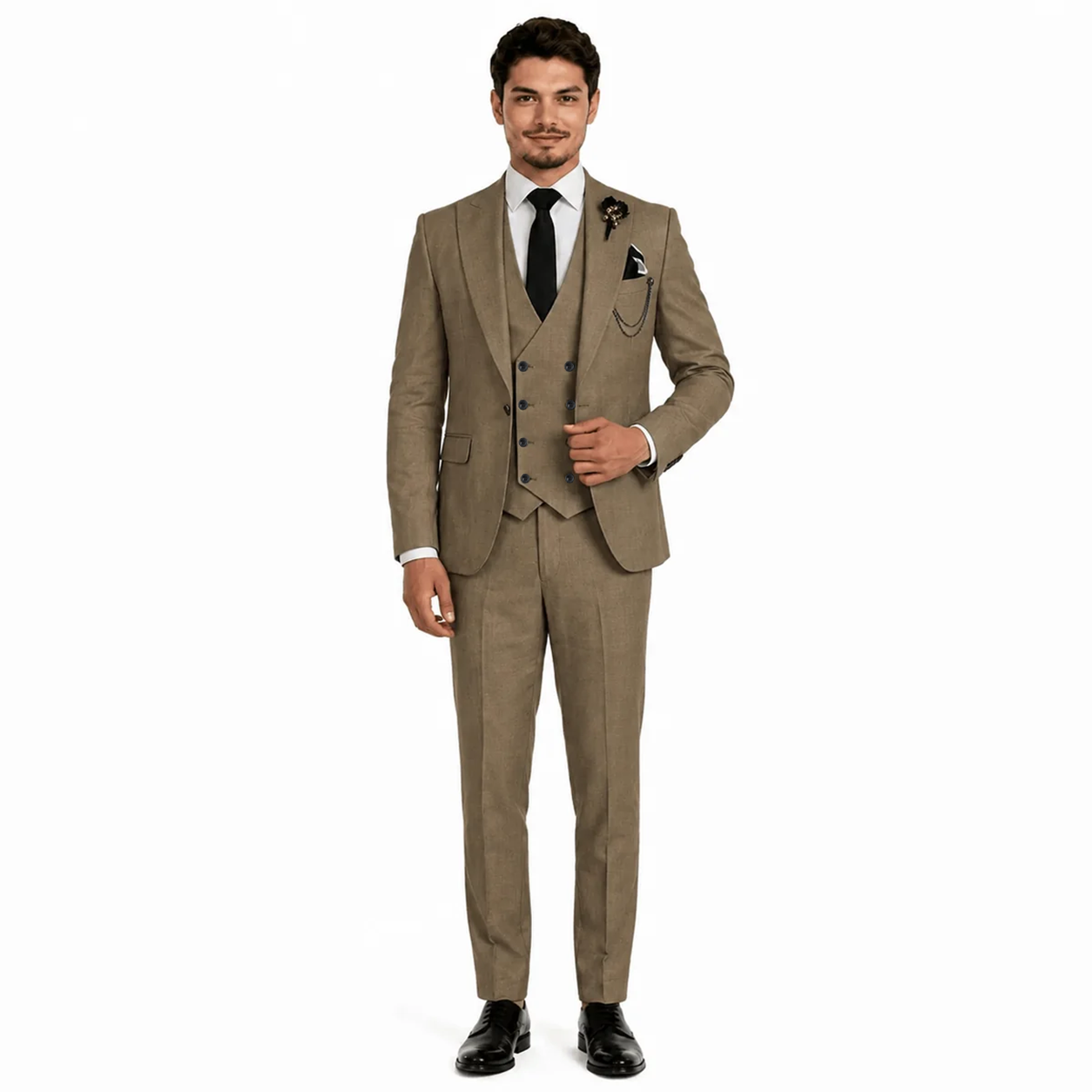 Ceehuteey 3 Piece Mens Suit Prom Peak Lapel Suit (Blazer + Vest + Pants)