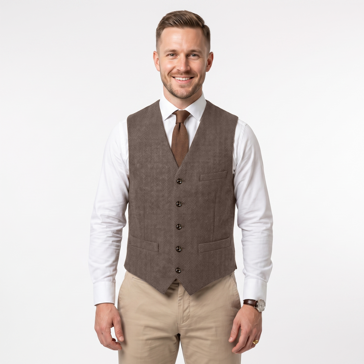 Ceehuteey Men's Suit Vest Herringbone V Neck Waistcoat