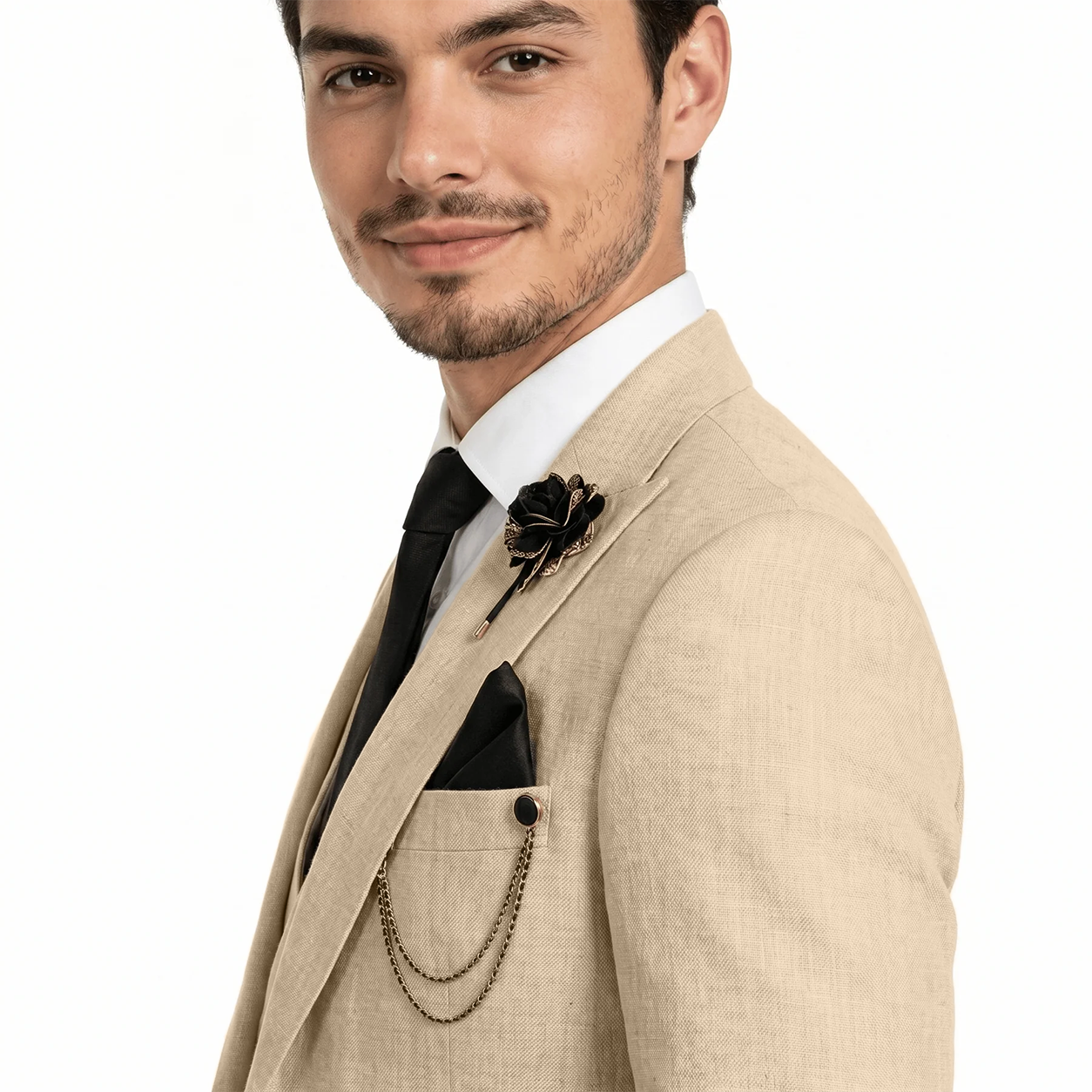Ceehuteey 3 Piece Mens Suit Prom Peak Lapel Suit (Blazer + Vest + Pants)