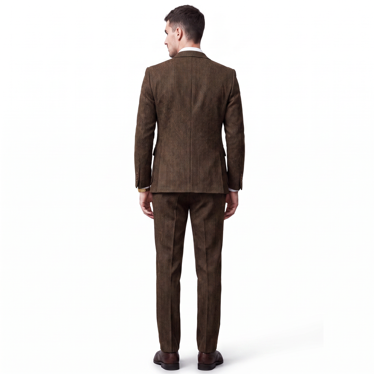 Ceehuteey Men's 3 Pieces Classic Herringbone Tweed Notch Lapel Suits (Blazer+Vest+Pants)