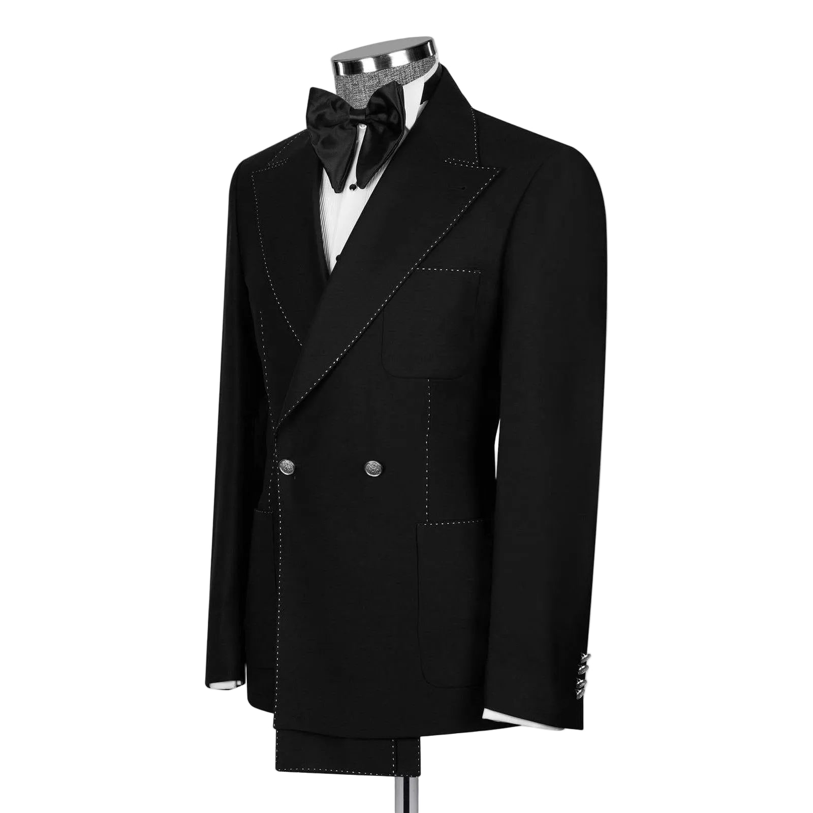 ceehuteey 2 Pieces Men's Walking seam Double Breasted Peak lapel Tuxedos suit (Blazer+Pants)