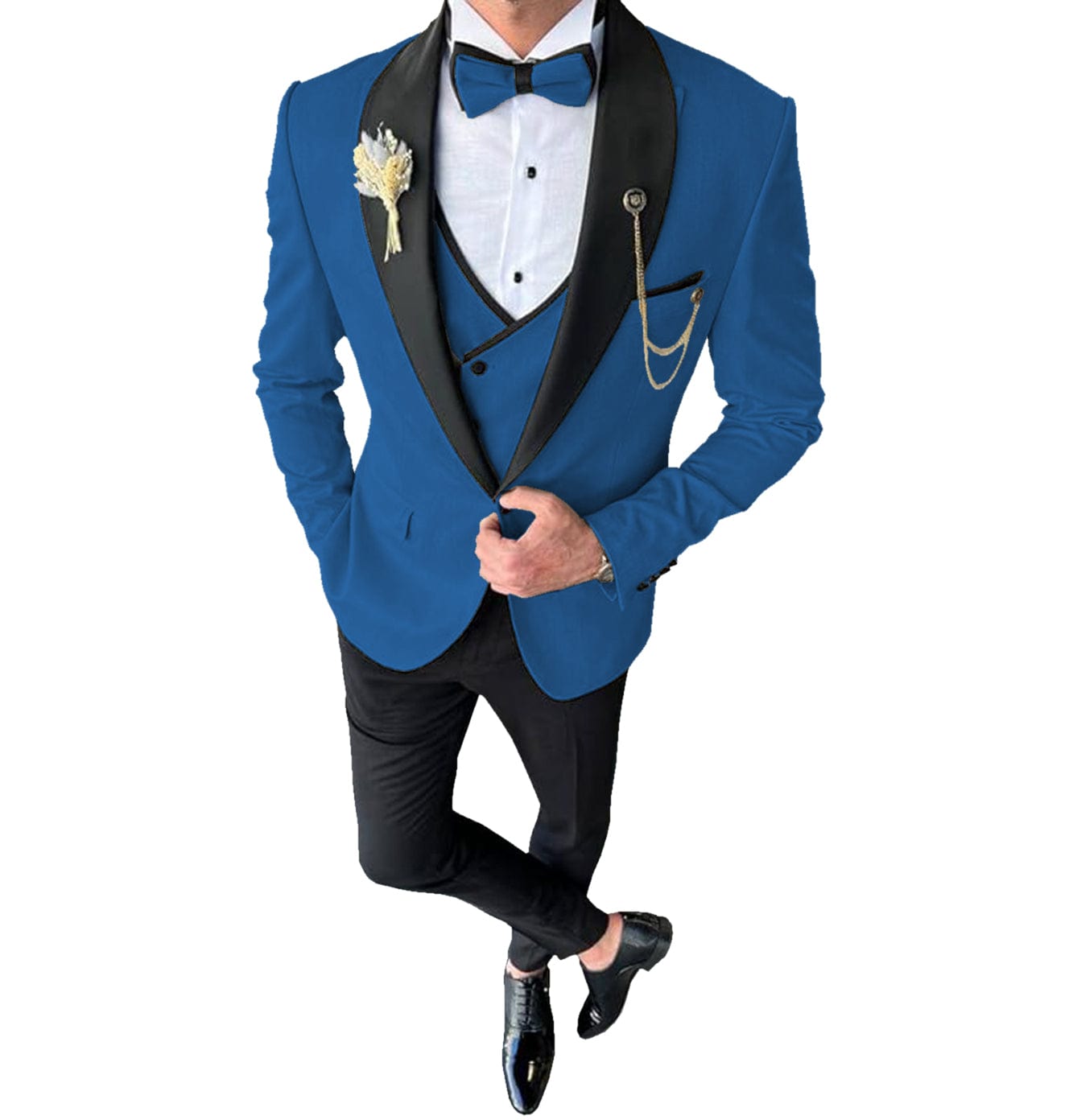 ceehuteey 3 Piece Mens Suit Shawl Lapel Prom For Wedding Tuxedos (Blazer + Vest + Pants)