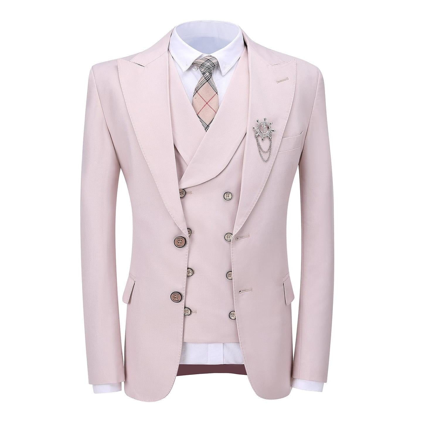 ceehuteey 3 Pieces Business Mens Suit Peak Lapel Blazer Formal (Blazer+vest+Pants)