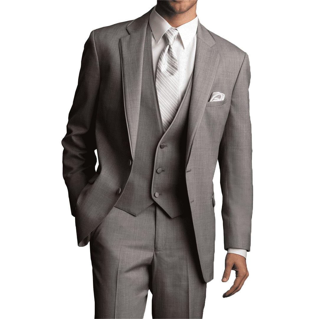 ceehuteey 3 Pieces Men's Solid Notch Lapel Fashion Linen Flat Suit for Men (Blazer+Vest+Pants)