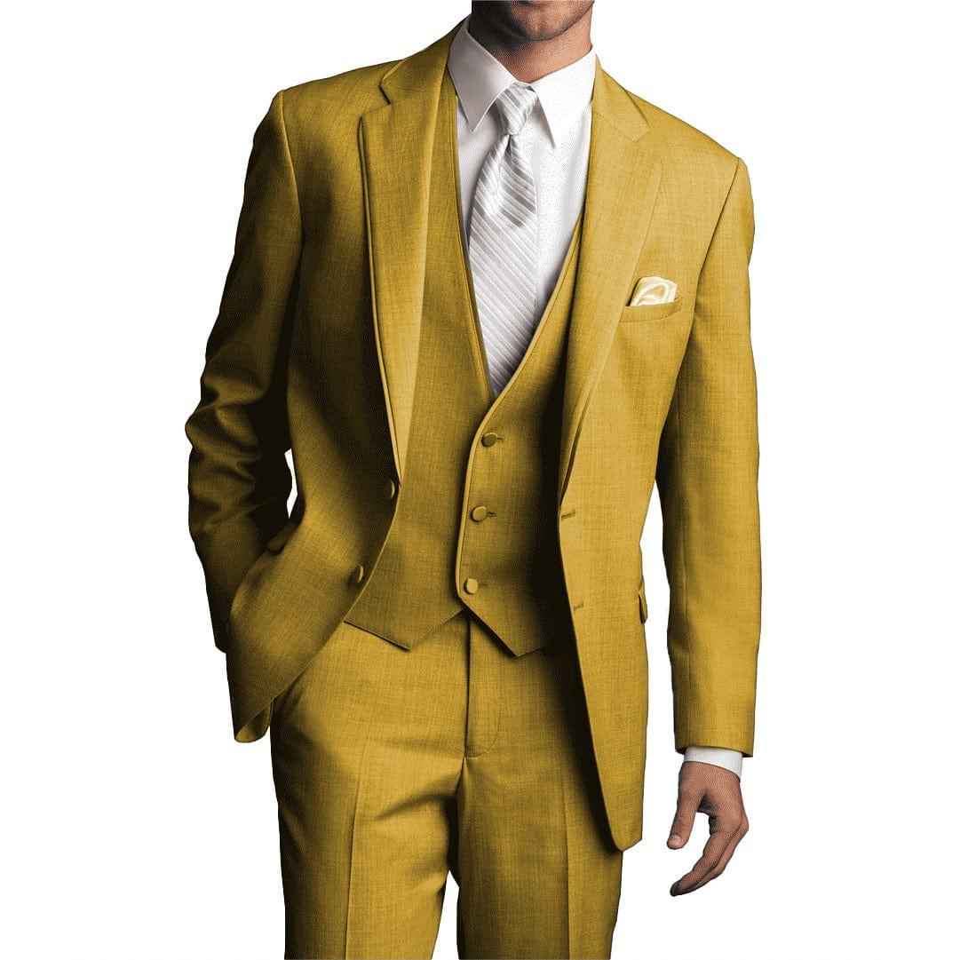 ceehuteey 3 Pieces Men's Solid Notch Lapel Fashion Linen Flat Suit for Men (Blazer+Vest+Pants)