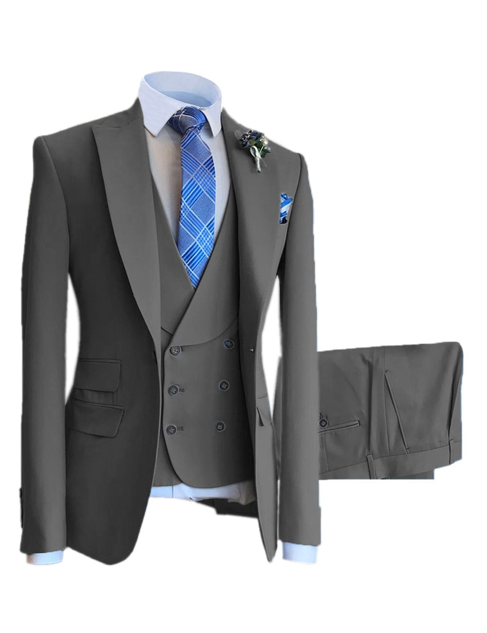 ceehuteey 3 Pieces Mens Suit Design Slim Fit Peak Lapel Tuxedos (Blazer+vest+Pants)